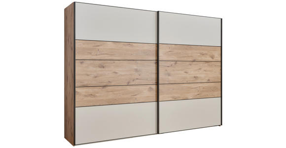 SCHWEBETÜRENSCHRANK in Eichefarben, Champagner - Schieferfarben/Champagner, KONVENTIONELL, Holzwerkstoff (300/217/68cm) - Voleo