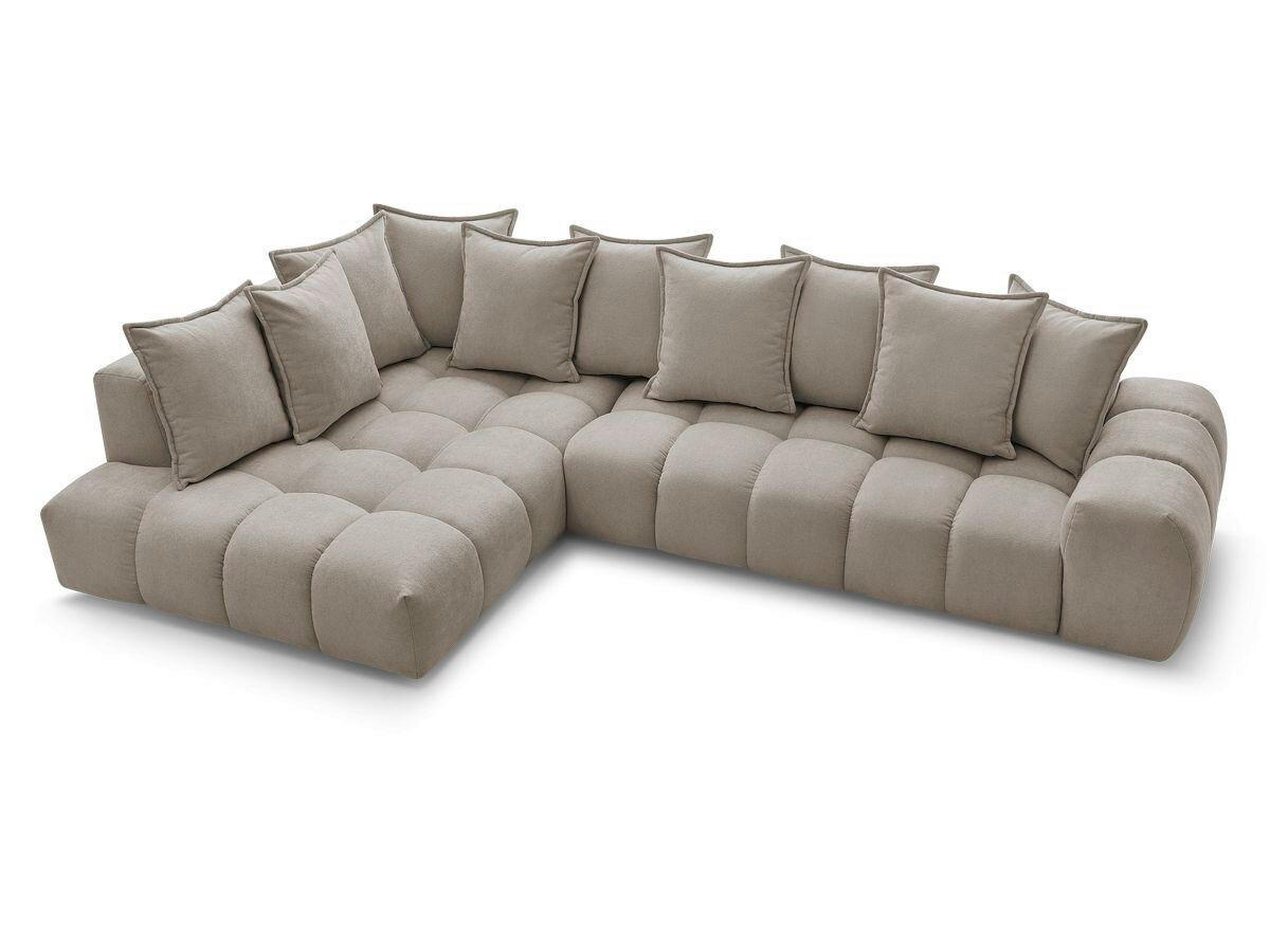 ECKSOFA Ottomane links  EVEREST Taupe Struktur  - Taupe/Schwarz, MODERN, Kunststoff/Textil (352/210cm) - Livetastic