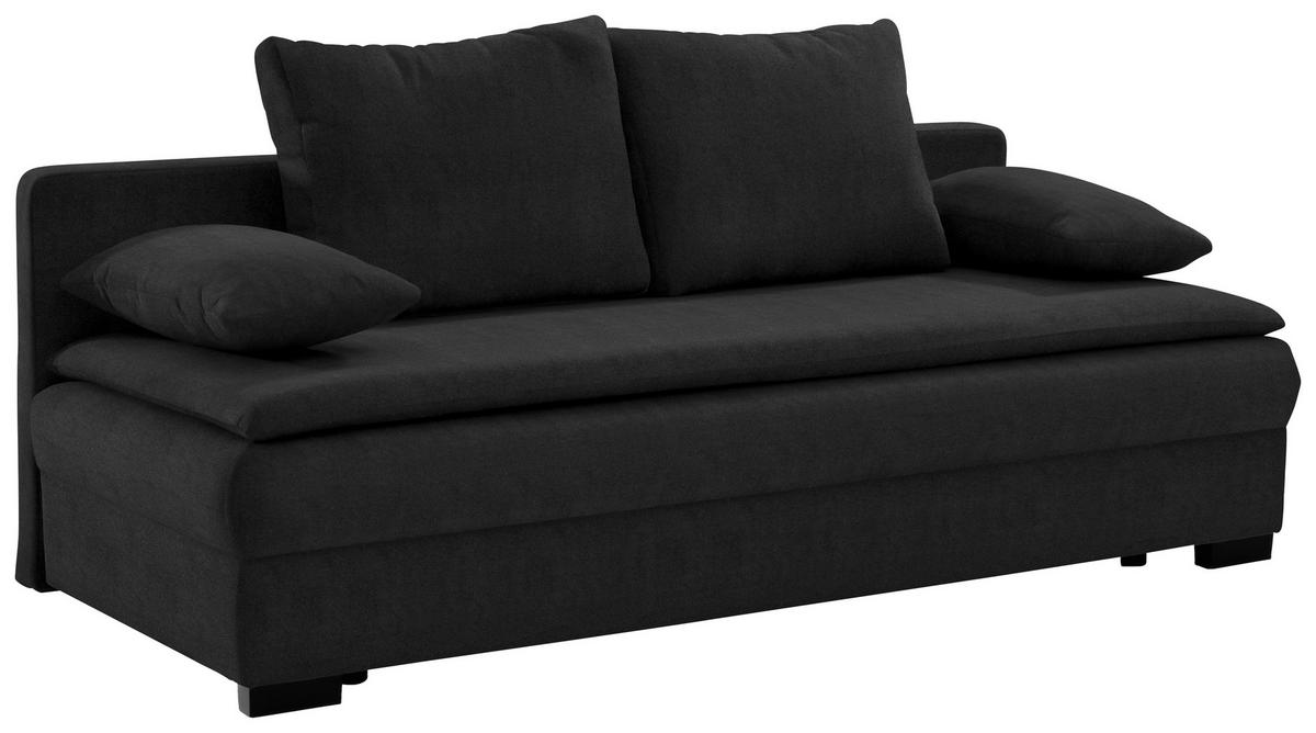 SCHLAFSOFA Samt Schwarz  - Schwarz, KONVENTIONELL, Kunststoff/Textil (207/94/90cm) - Carryhome