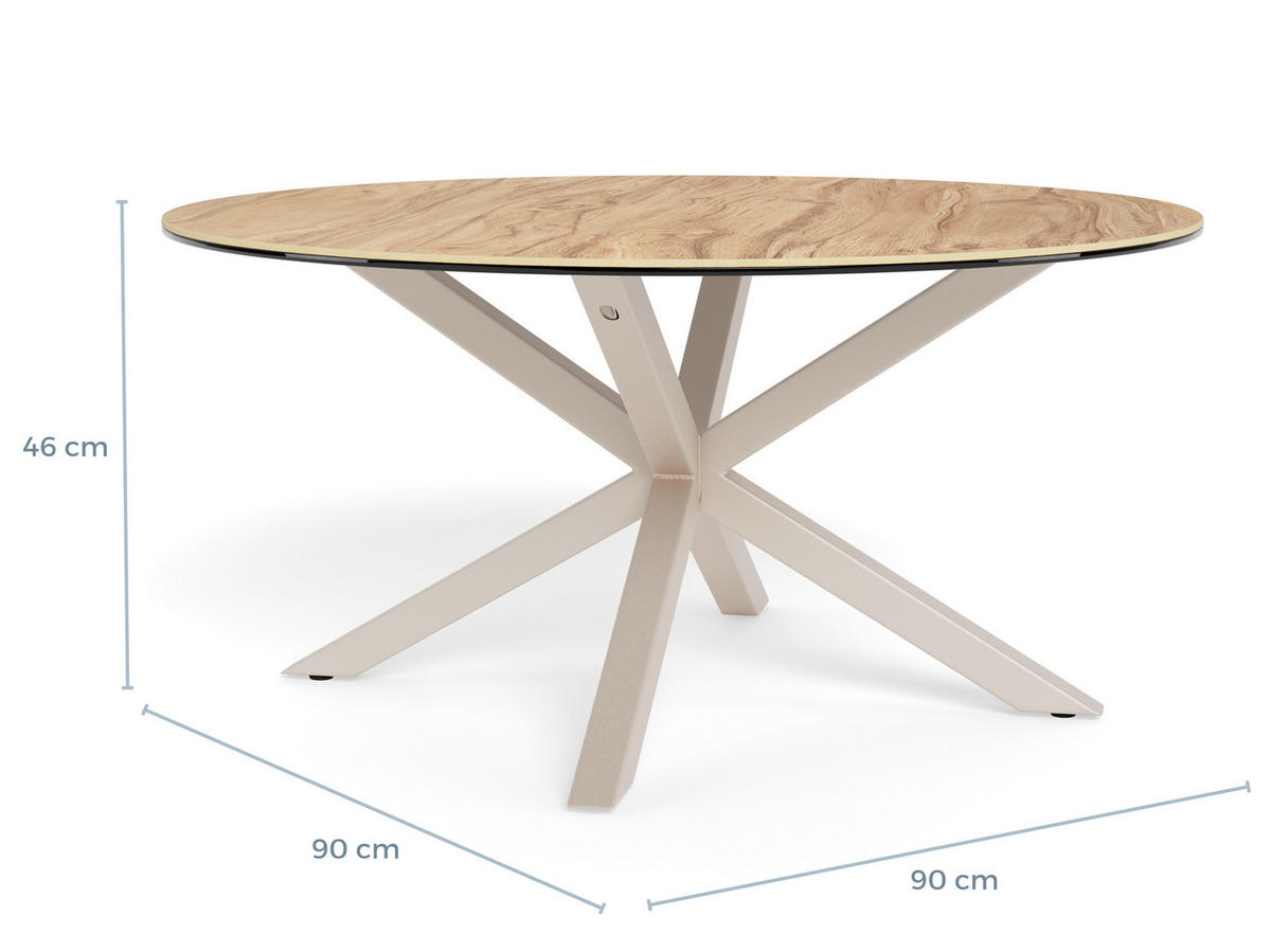 COUCHTISCH HEAVEN Klarglas 82/82/40 cm rund Grau, Naturfarben, Eichefarben  - Eichefarben/Naturfarben, Design, Glas/Keramik (82/82/40cm) - MID.YOU