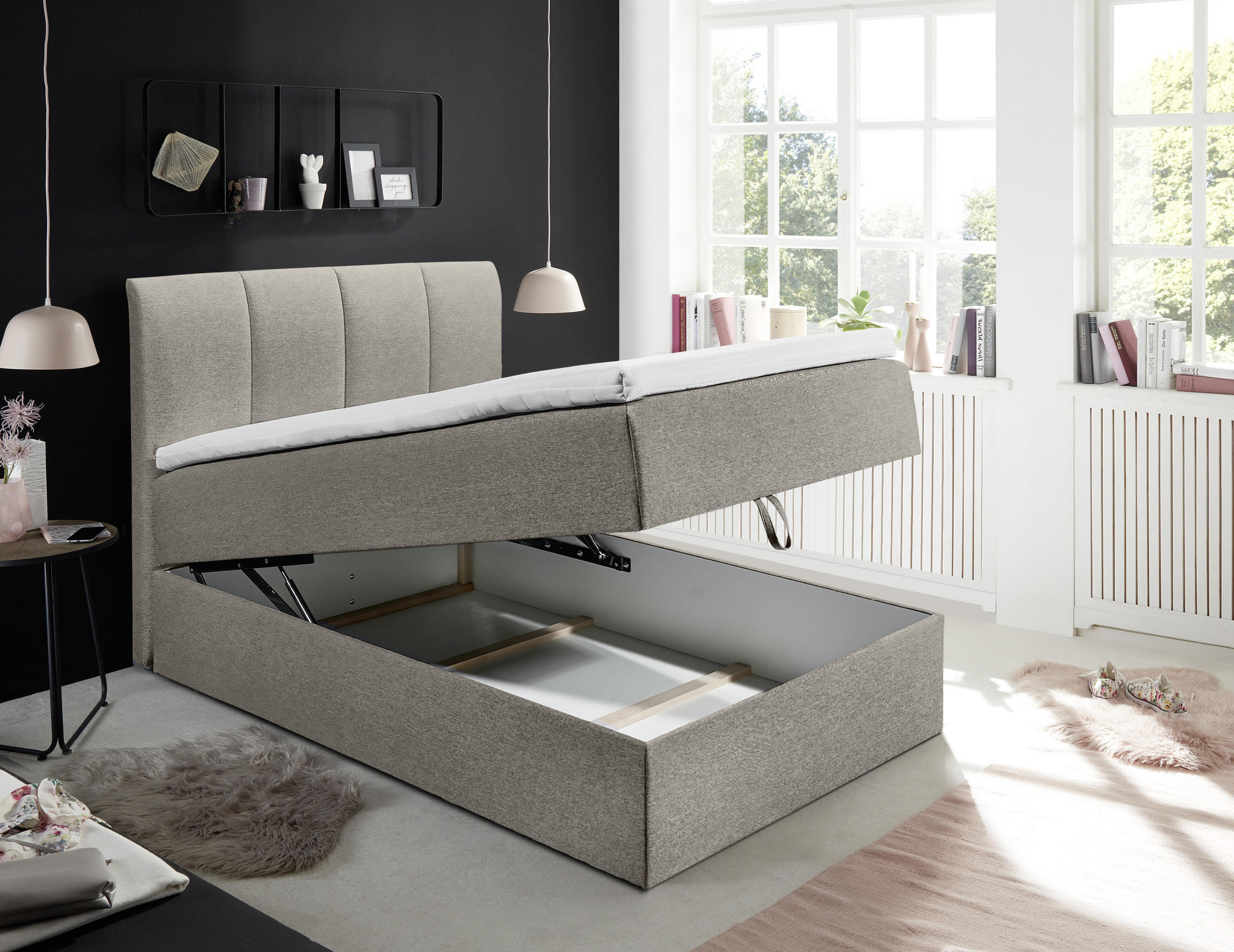 BOXSPRINGBETT 120/200 cm  in Schlammfarben  - Schlammfarben/Schwarz, Basics, Kunststoff/Textil (120/200cm) - MID.YOU