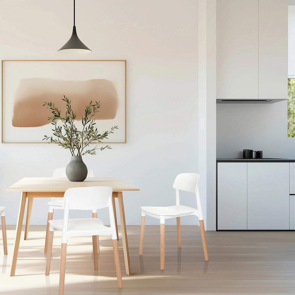 VIERFUßSTUHL  in Kunststoff glatt  - Buchefarben/Weiß, MODERN, Holz/Kunststoff (49/77/49cm) - MID.YOU