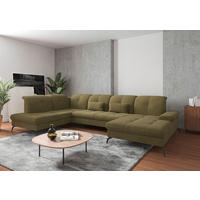 WOHNLANDSCHAFT Olivgrün Flachgewebe  - Schwarz/Olivgrün, KONVENTIONELL, Textil/Metall (231/357/185cm) - Sit & More