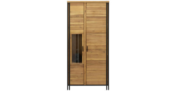 VITRINE in furniert, massiv Akazie Schwarz, Akaziefarben - Anthrazit/Schwarz, LIFESTYLE, Glas/Holz (94/199,2/40cm) - Landscape