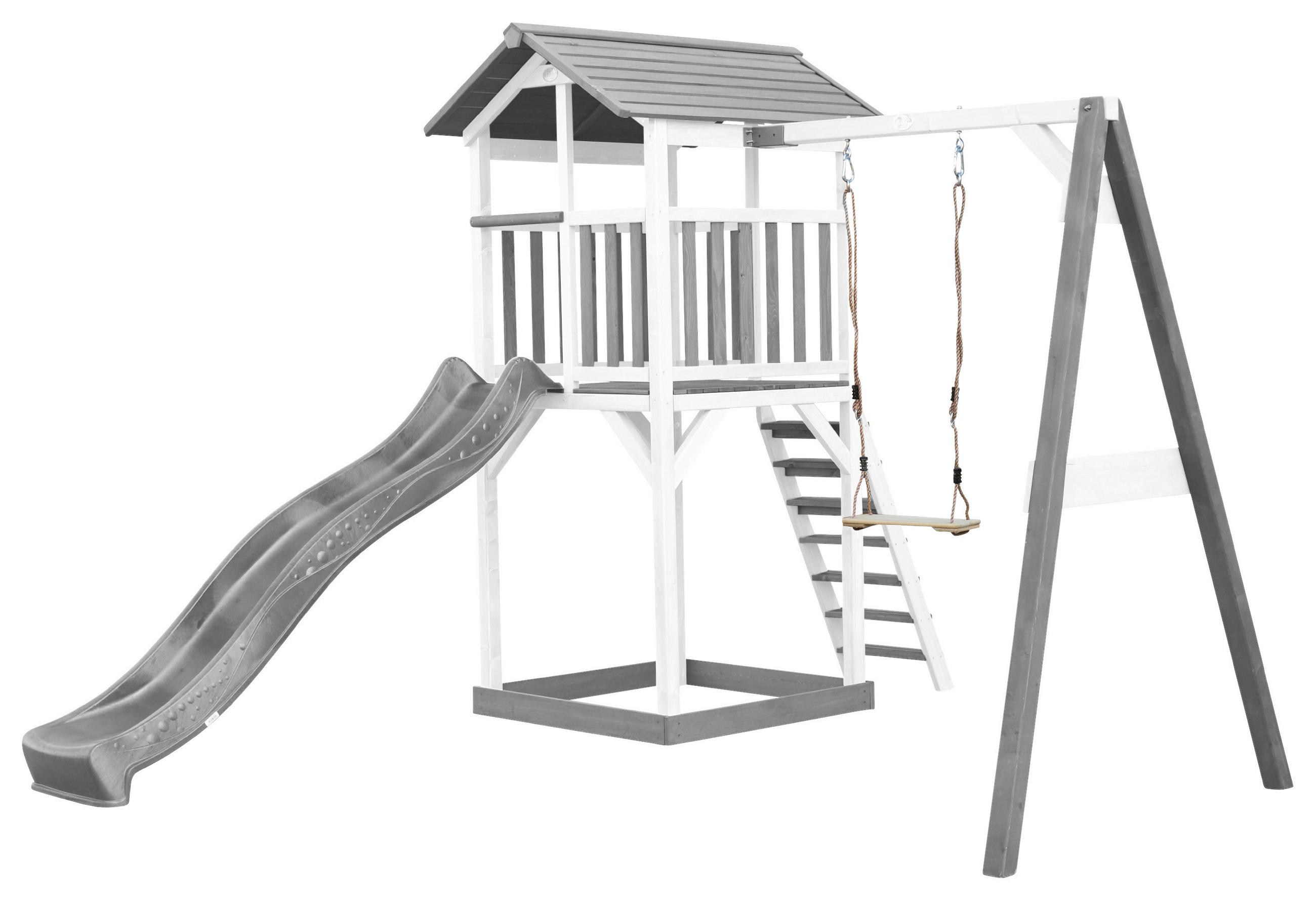 SPIELTURM 283,6/241,9/349 cm  - Weiss/Grau, Konventionell, Holz/Kunststoff (283,6/241,9/349cm)
