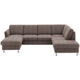 WOHNLANDSCHAFT in Flachgewebe Braun - Chromfarben/Braun, KONVENTIONELL, Textil/Metall (168/305/200cm) - Voleo