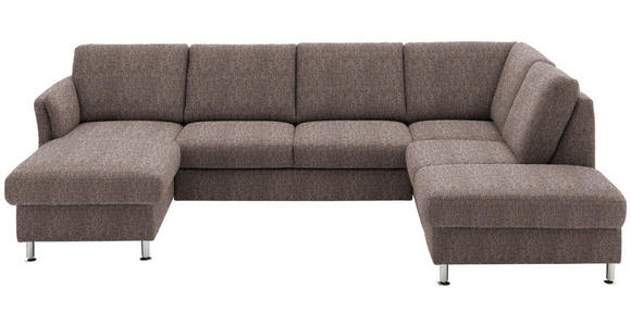 WOHNLANDSCHAFT in Flachgewebe Braun - Chromfarben/Braun, KONVENTIONELL, Textil/Metall (168/305/200cm) - Voleo