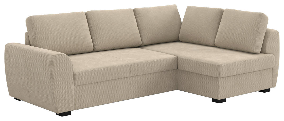 ECKSOFA Braun Cord Zierkissen, Bettkasten  - Schwarz/Braun, Trend, Kunststoff/Textil (253/154cm) - MID.YOU