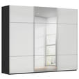 SCHWEBETÜRENSCHRANK 301/223/68 cm 3-türig Schwarz, Weiß  - Alufarben/Schwarz, KONVENTIONELL, Glas/Holzwerkstoff (301/223/68cm) - Novel