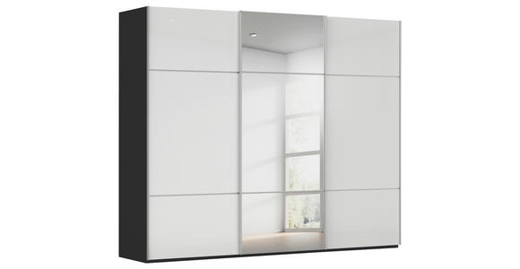 SCHWEBETÜRENSCHRANK 301/223/68 cm 3-türig Schwarz, Weiß - Alufarben/Schwarz, KONVENTIONELL, Glas/Holzwerkstoff (301/223/68cm) - Novel