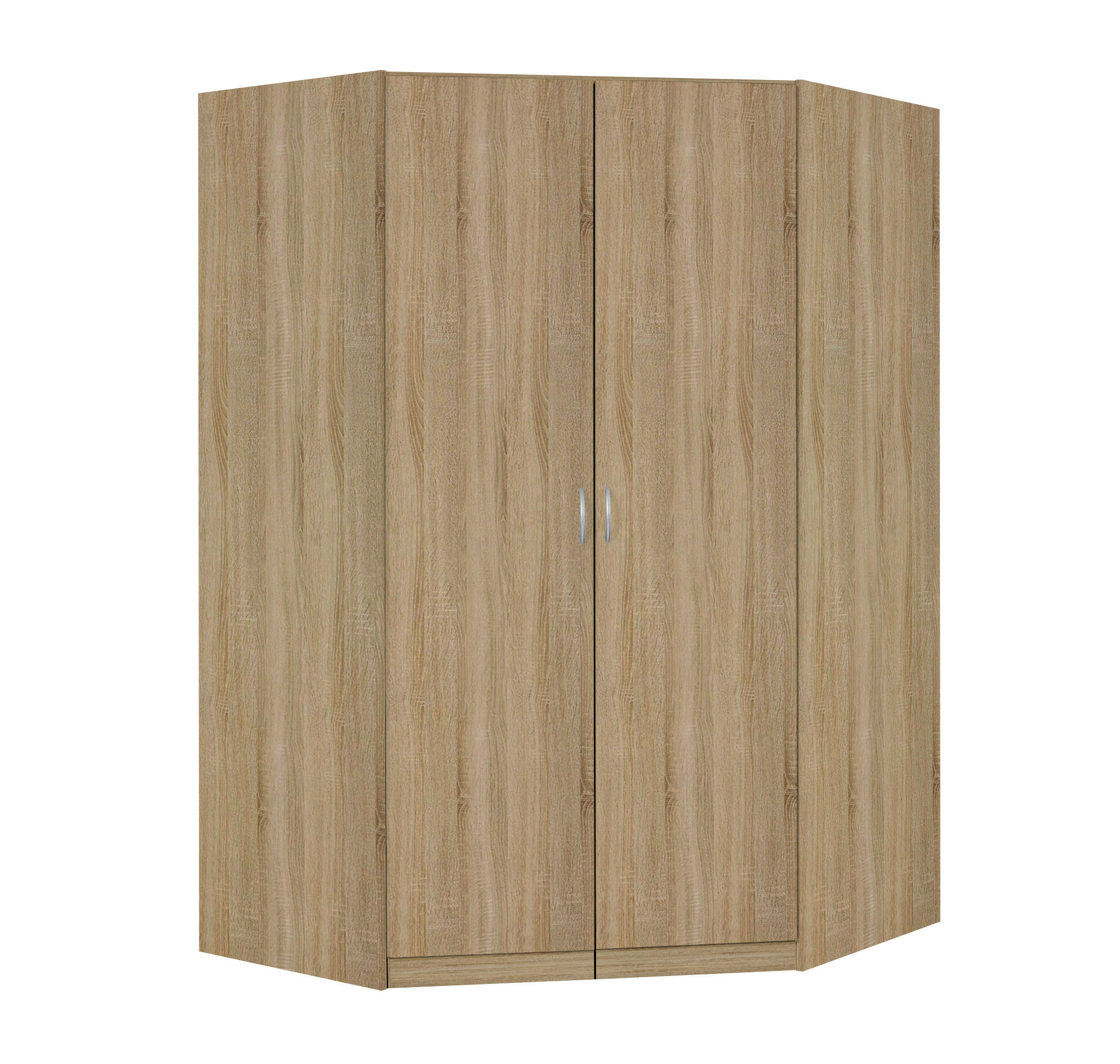 ECKSCHRANK in  - Silberfarben/Sonoma Eiche, Design, Holzwerkstoff/Kunststoff (117/197/52,2cm) - Boxxx