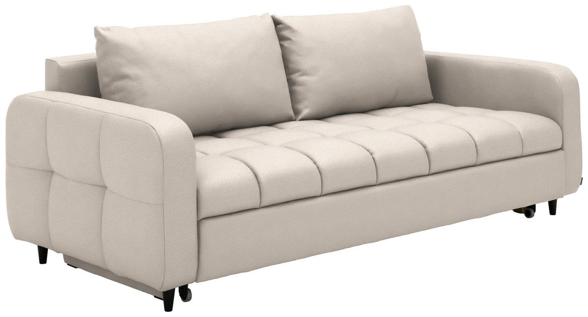SCHLAFSOFA Webstoff Beige Stoffauswahl, Bettfunktion erhältlich, Rücken echt, Armteil links, Armteil rechts  - Beige/Schwarz, Design, Holz/Textil (236/88/101cm) - Lomoco