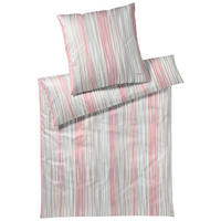 BETTWÄSCHE Pinstripe Makosatin 200/200 cm  - Silberfarben/Rot, Basics, Textil (200/200cm) - Joop!