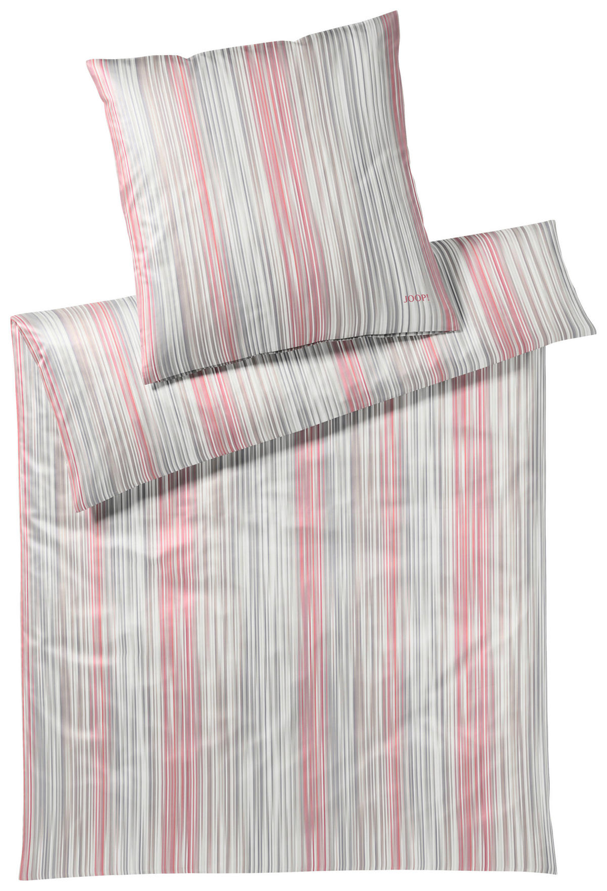 BETTWÄSCHE Pinstripe Makosatin 200/200 cm  - Silberfarben/Rot, Basics, Textil (200/200cm) - Joop!
