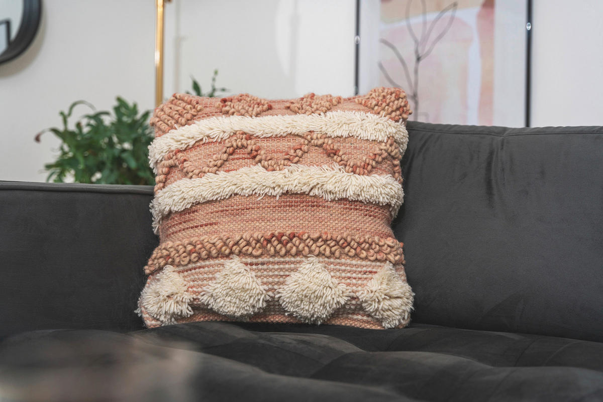 ZIERKISSEN   45/45/15 cm  - Creme/Rosa, KONVENTIONELL, Textil (45/45/15cm)
