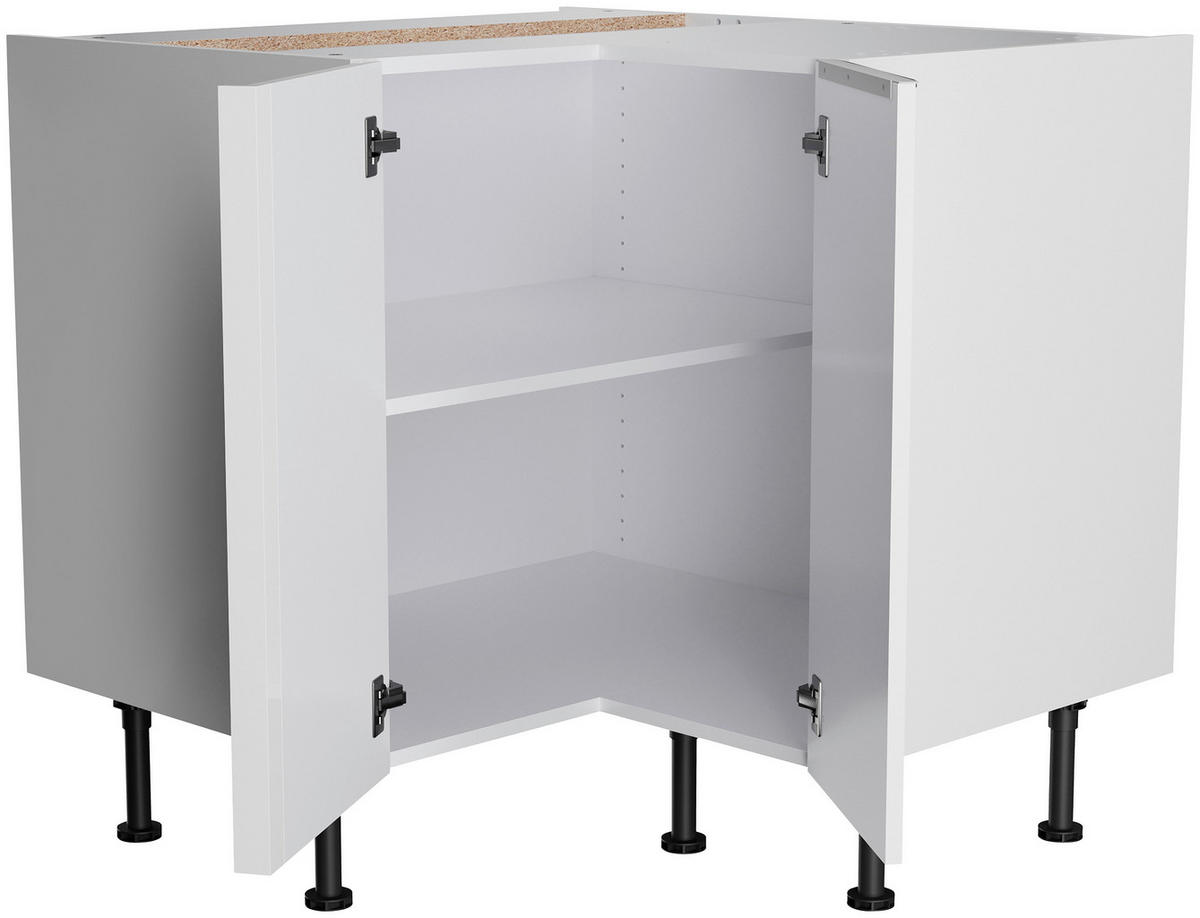 ECKKÜCHE 200/270 cm  in Weiß, Weiß Hochglanz  - Edelstahlfarben/Weiß Hochglanz, Basics, Holzwerkstoff/Metall (200/270cm) - Optifit