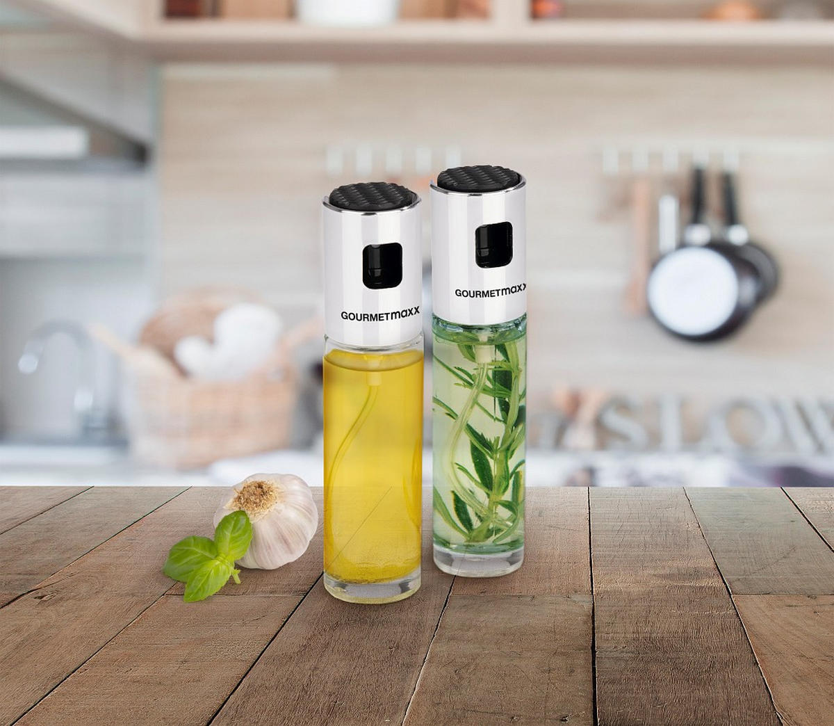 ESSIG-/ÖLFLASCHE - Edelstahlfarben/Transparent, Basics, Glas/Kunststoff (4/17,5cm) - GOURMETMAXX