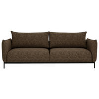 SOFA in Chenille Braun  - Schwarz/Braun, Design, Textil/Metall (223/96/95cm) - Livetastic
