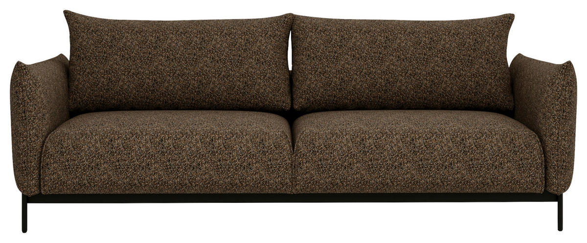 SOFA in Chenille Braun  - Schwarz/Braun, Design, Textil/Metall (223/96/95cm) - Livetastic
