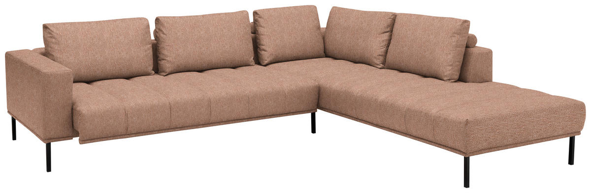 ECKSOFA  in Flachgewebe Aprikose  308/270 cm  - Aprikose/Schwarz, Design, Textil/Metall (308/270cm) - Pure Home Lifestyle
