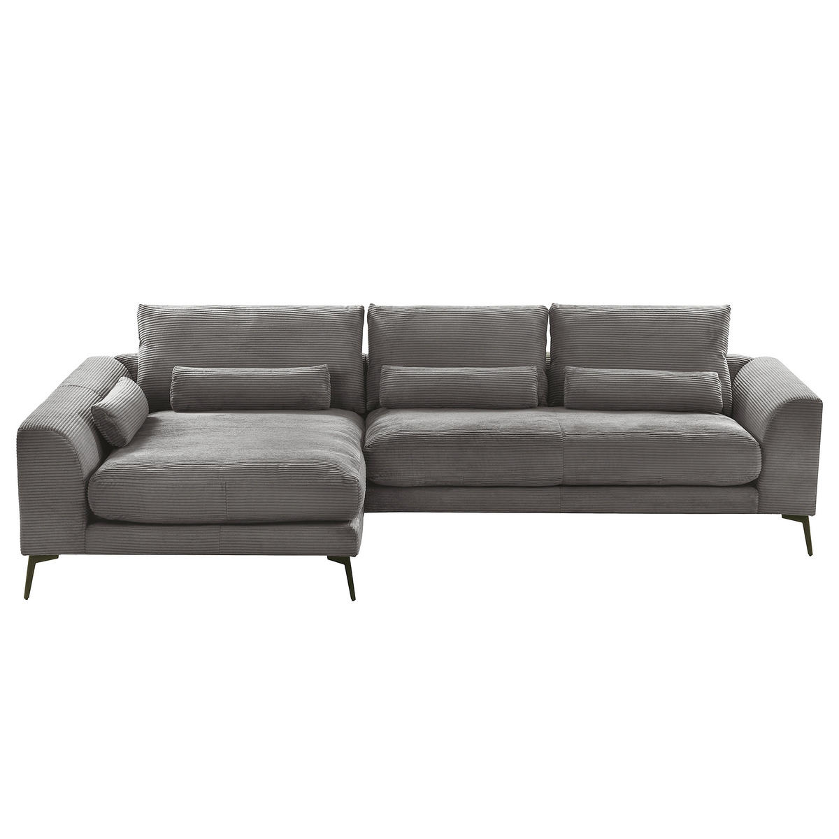 ECKSOFA Grau Cord Nierenkissen, Rückenkissen  - Schwarz/Grau, Design, Textil/Metall (172/313cm) - P & B