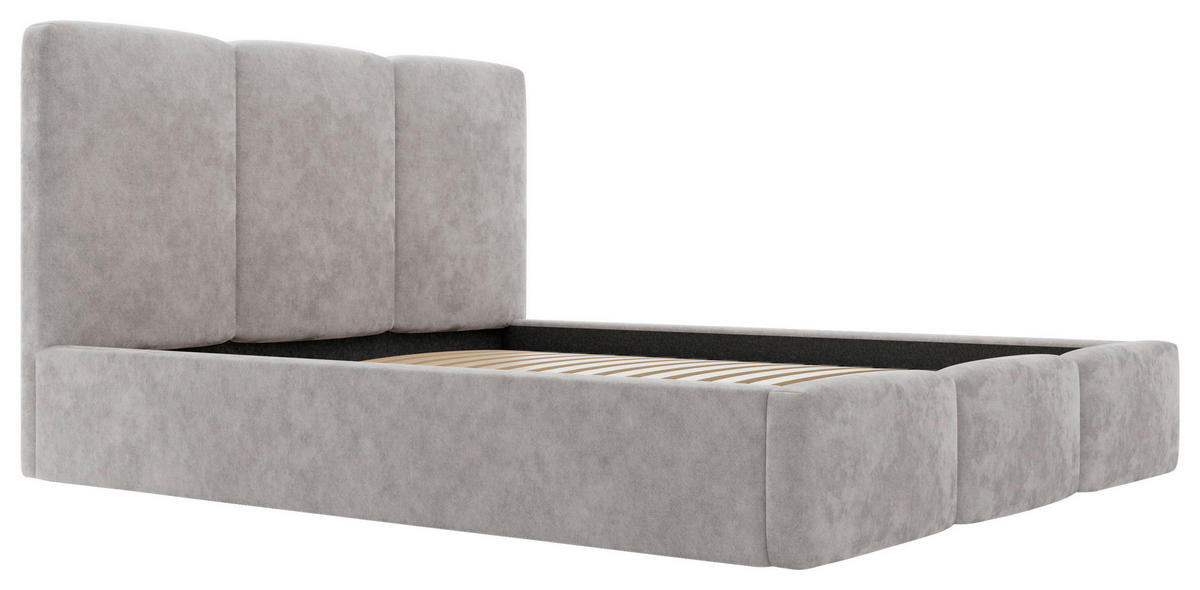 POLSTERBETT Bettkasten, Lattenrost 180/200 cm  in Hellgrau  - Hellgrau/Schwarz, Design, Holz/Textil (180/200cm) - Boxxx
