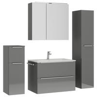 BADEZIMMER 5-teilig  in 141 cm  - Schieferfarben/Edelstahlfarben, MODERN, Holzwerkstoff/Stein (141cm) - Nobilia