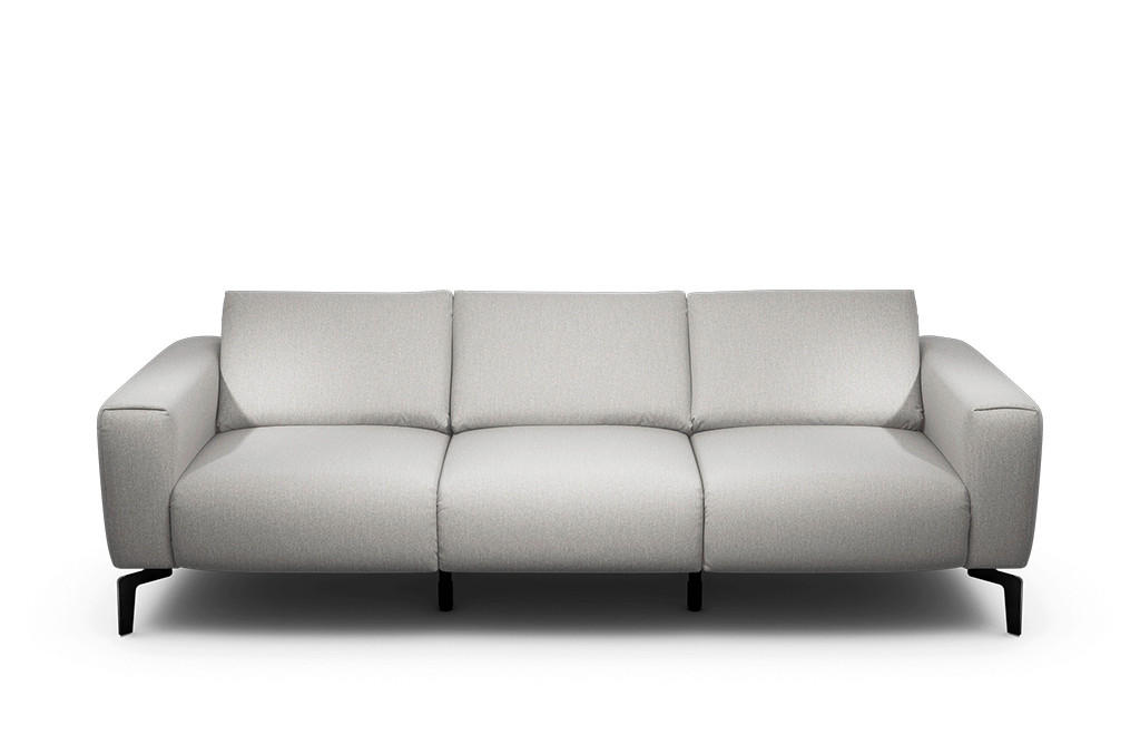 3-SITZER-SOFA Chenille Hellgrau  - Hellgrau/Schwarz, Design, Textil/Metall (250/86/86-94cm) - SENSOO