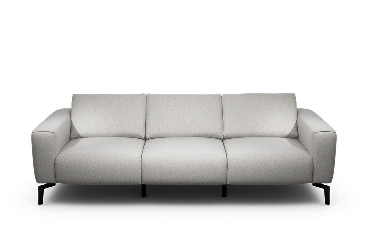 3-SITZER-SOFA Chenille Hellgrau  - Hellgrau/Schwarz, Design, Textil/Metall (250/86/86-94cm) - SENSOO