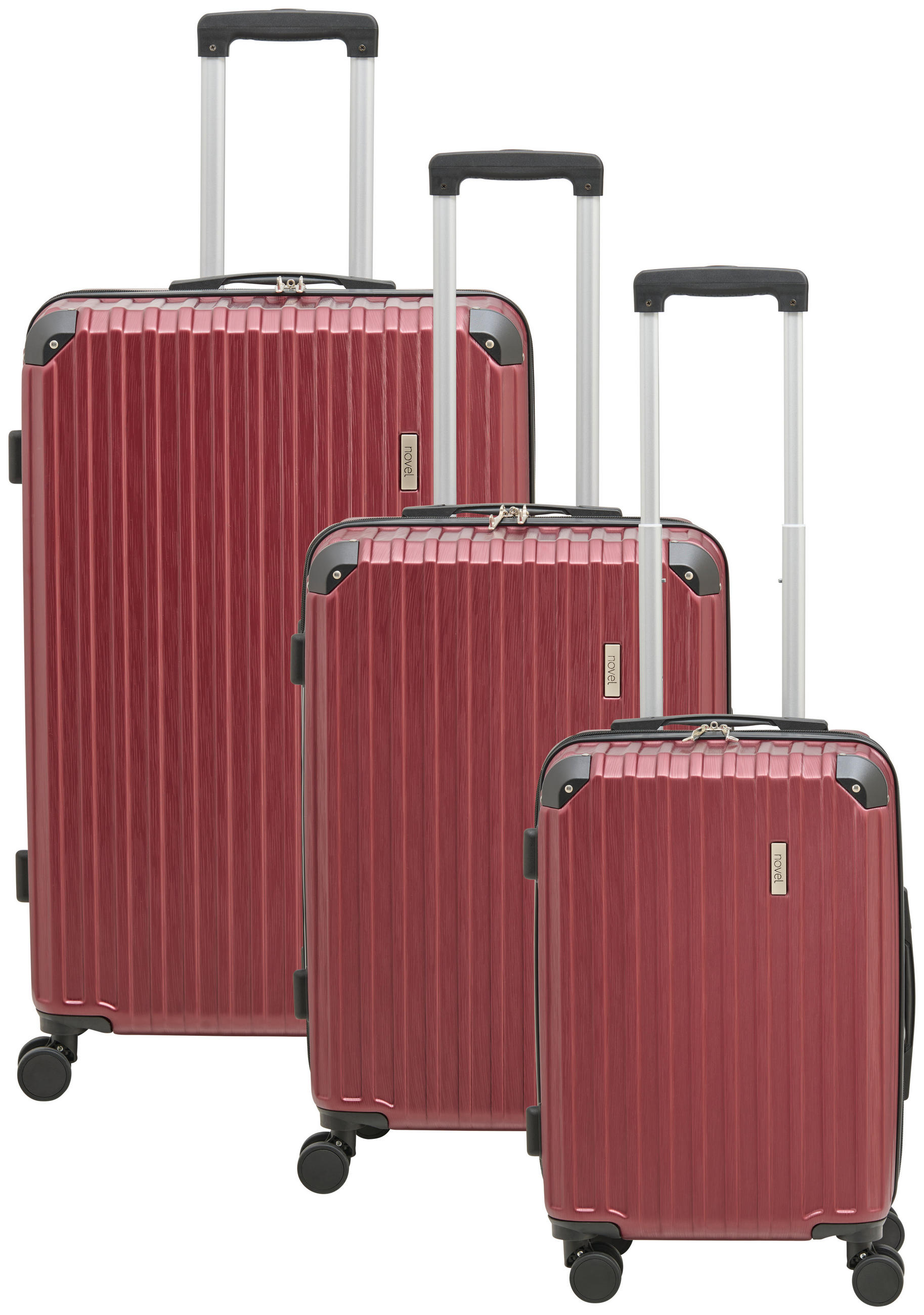 REISEKOFFERSET Weinrot 3-teilig  - Weinrot, Basics, Kunststoff/Textil - Novel