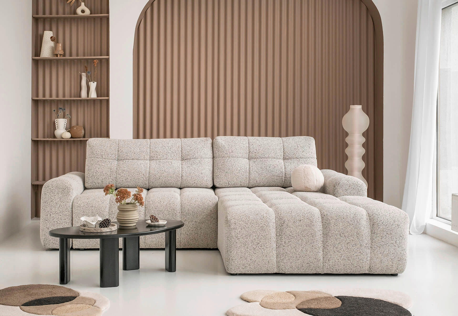 ECKSOFA  in Taupe  268/184 cm  - Taupe/Schwarz, Design, Kunststoff/Textil (268/184cm) - MID.YOU