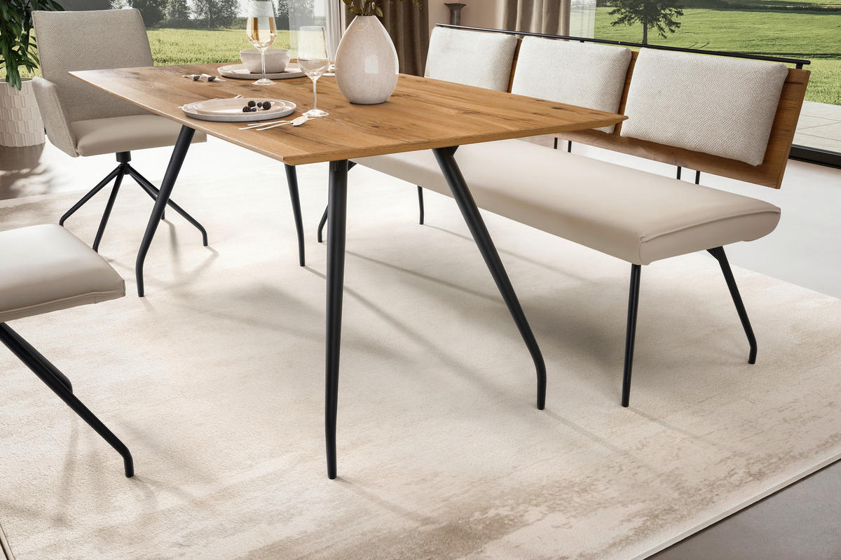 SITZBANK 180/88/62 cm  in Beige, Schwarz, Eichefarben  - Eichefarben/Beige, Design, Holz/Holzwerkstoff (180/88/62cm) - Moderano