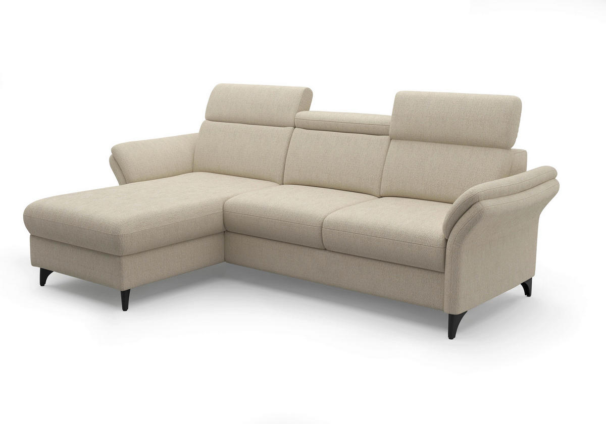 ECKSOFA GLENDALE E Sandfarben Chenille  - Sandfarben/Schwarz, KONVENTIONELL, Textil/Metall (166/253cm) - Sit & More