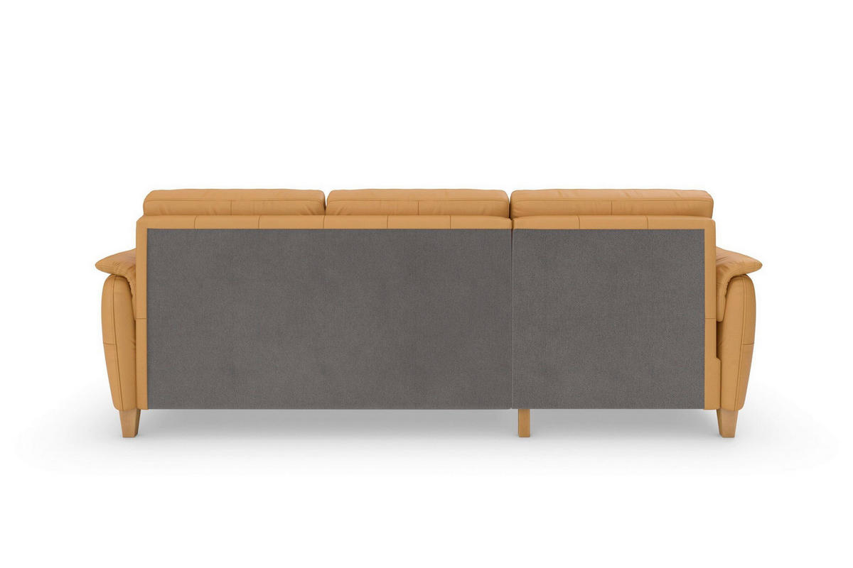 ROHOVÁ SEDAČKA, koža, kari žltá - farba duba/kari žltá, Basics, koža/drevo (163/244cm) - Sit & More