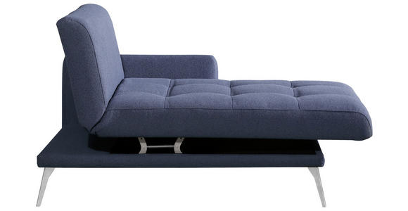 RÉCAMIERE Dunkelblau Flachgewebe - Chromfarben/Dunkelblau, KONVENTIONELL, Textil/Metall (200/85/106cm) - Novel