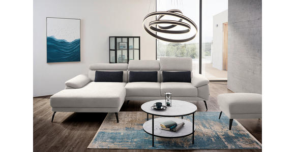 ECKSOFA in Velours Sandfarben 187/295 cm - Sandfarben/Schwarz, Design, Textil/Metall (187/295cm) - Novel