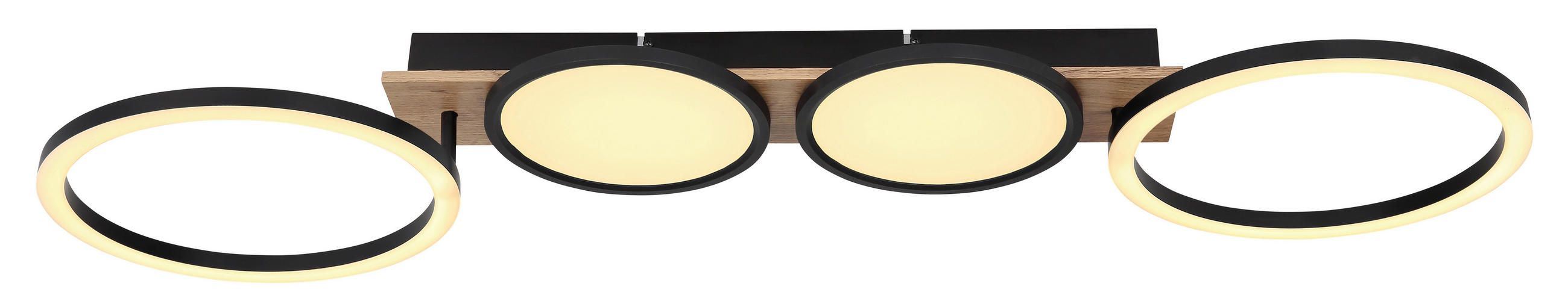 LED-DECKENLEUCHTE Bossy 108,5/30/11 cm   - Dunkelbraun/Opal, Design, Holzwerkstoff/Kunststoff (108,5/30/11cm) - Globo