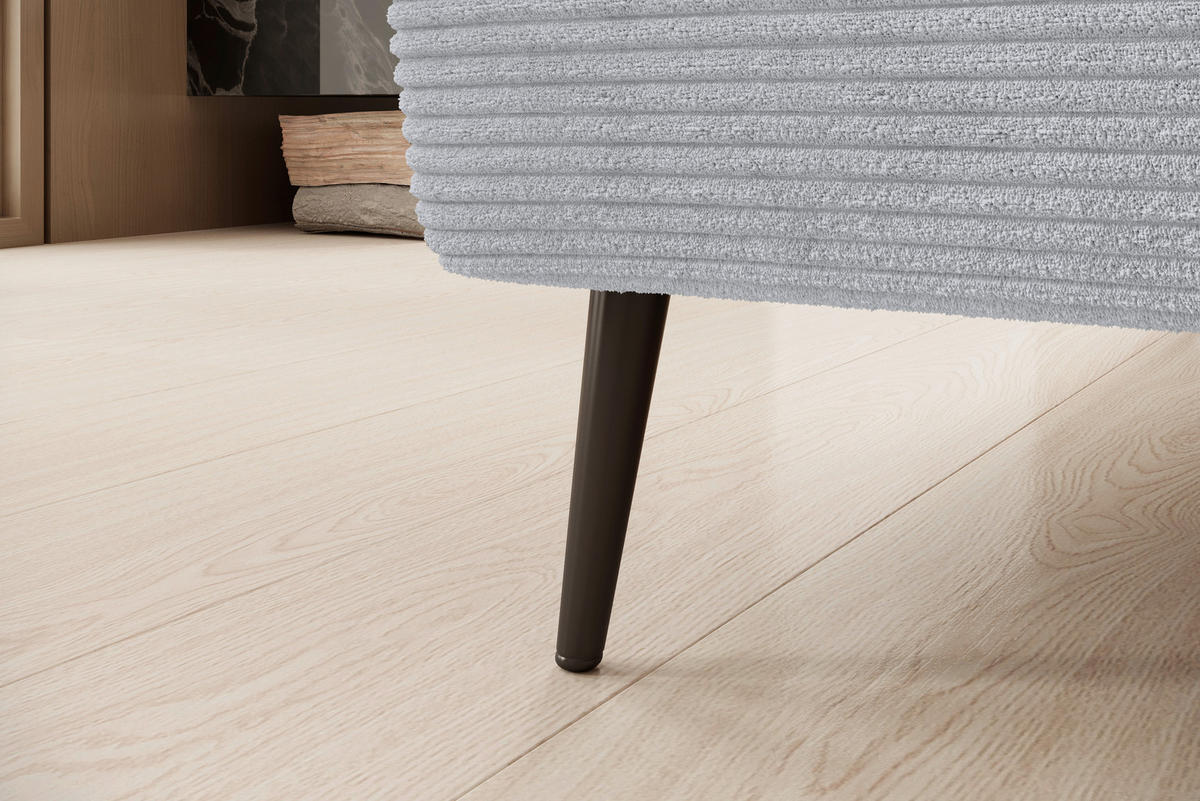 ECKSOFA in Cord Grau  - Schwarz/Grau, Konventionell, Textil/Metall (174/277cm) - Carryhome