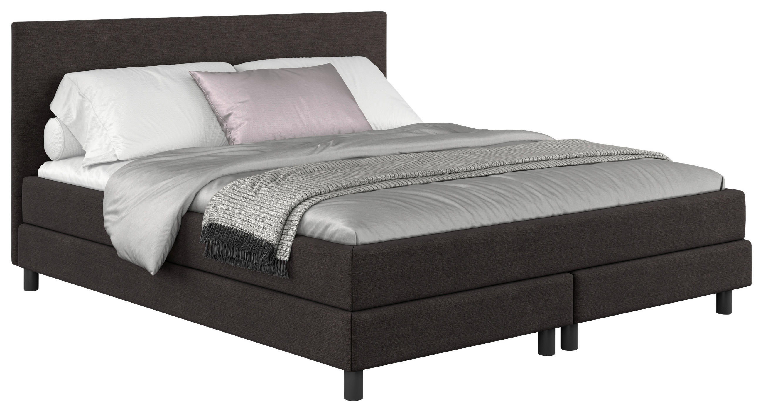 BOXBETT 160/200 cm  in Dunkelbraun  - Dunkelbraun/Schwarz, MODERN, Holzwerkstoff/Textil (160/200cm) - MID.YOU