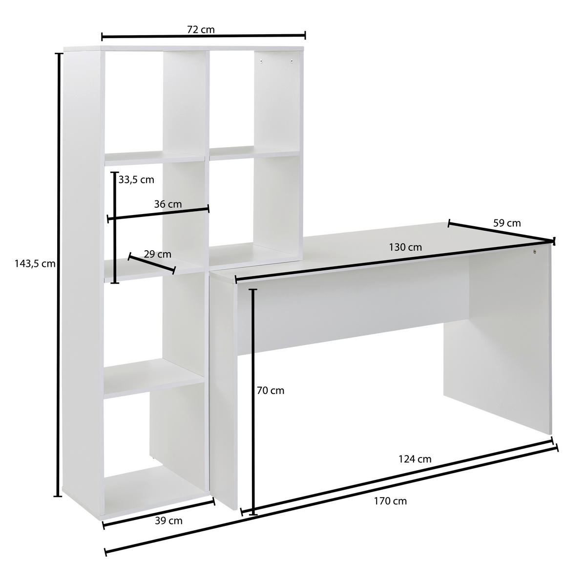 PÍSACÍ STÔL PRE MLÁDEŽ, biela, 170/59/143,5 cm - biela, Modern, kompozitné drevo (170/59/143,5cm) - MID.YOU