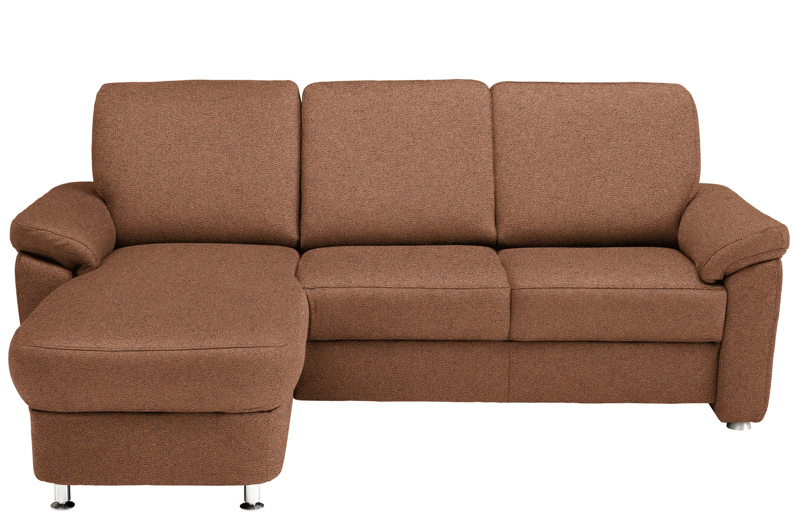 ECKSOFA in Flachgewebe Braun  - Chromfarben/Braun, Konventionell, Textil/Metall (163/250cm) - Beldomo System