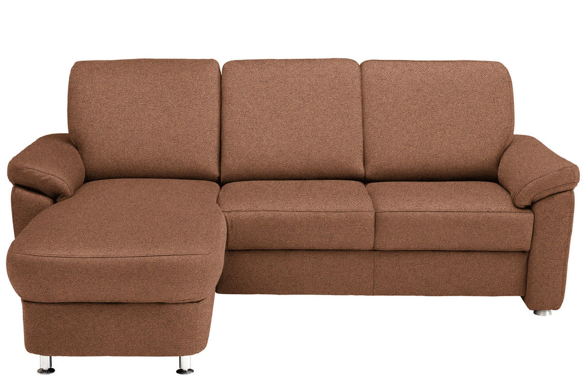 ECKSOFA in Flachgewebe Braun  - Chromfarben/Braun, Konventionell, Textil/Metall (163/250cm) - Beldomo System