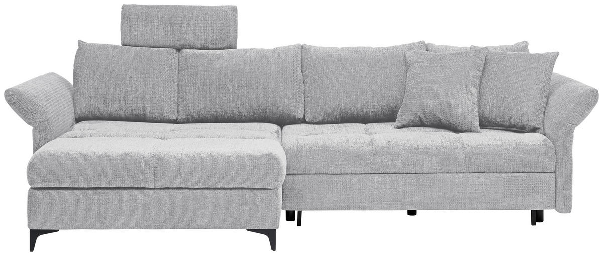 ECKSOFA  in Chenille Grau  - Schwarz/Grau, KONVENTIONELL, Textil/Metall (291/153cm) - Hom`in