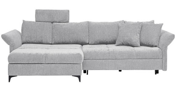 ECKSOFA in Chenille Grau  - Schwarz/Grau, KONVENTIONELL, Textil/Metall (291/153cm) - Hom`in