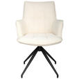 ARMLEHNSTUHL  Stoffauswahl, Sitzfläche 360° drehbar, automatische Rückholfunktion Jacquard  - Creme/Schwarz, Design, Textil/Metall (59/89.5/63cm) - Novel