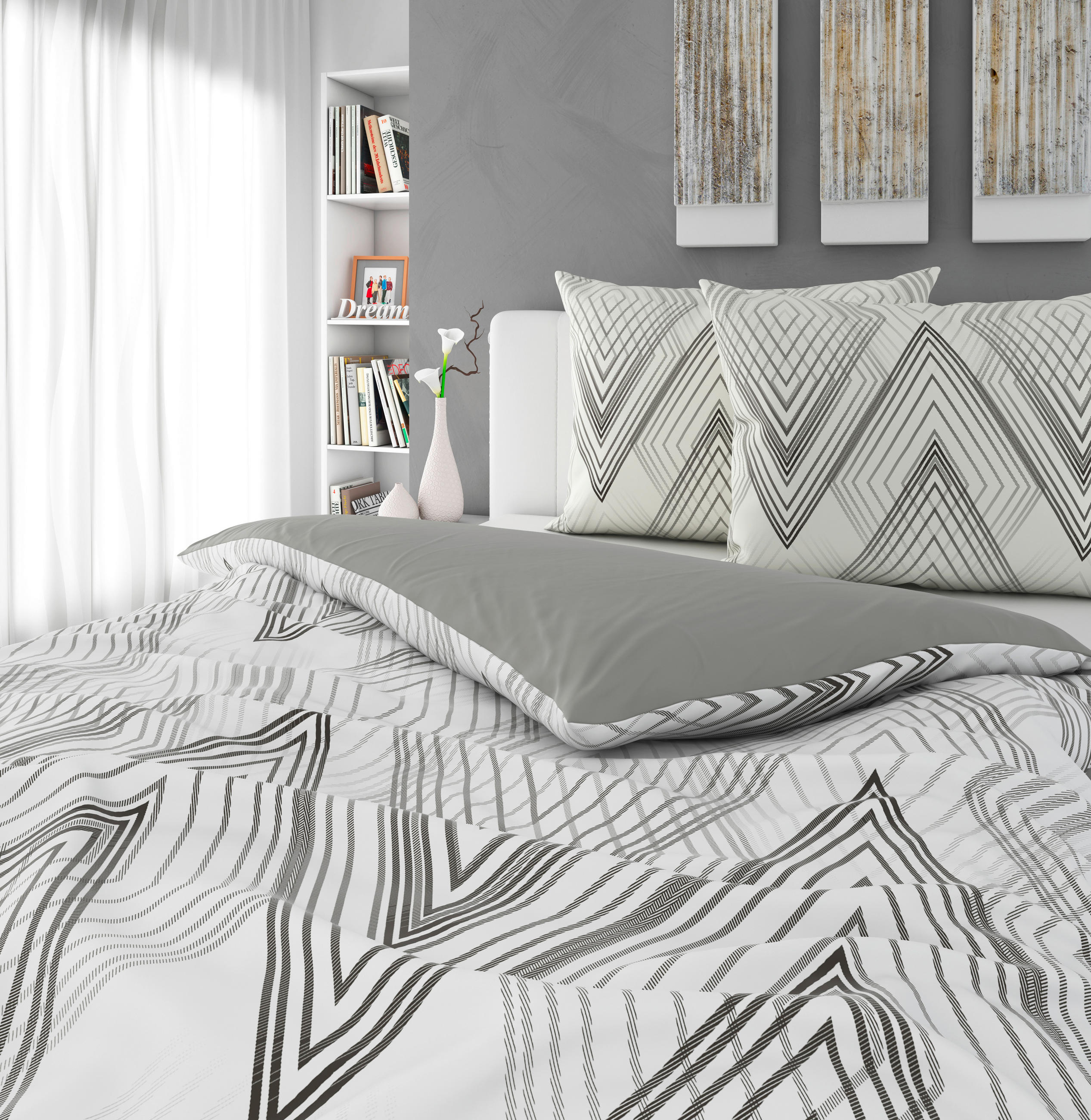 POSTELJINA S DVA LICA 200/200 cm  ALINA  - siva, Design, tekstil (200/200cm) - Novel