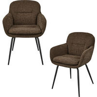 ARMLEHNSTUHL-SET 2 Stück  in Eisen Chenille  - Schwarz/Braun, MODERN, Textil/Metall (57/82/59cm) - Livetastic