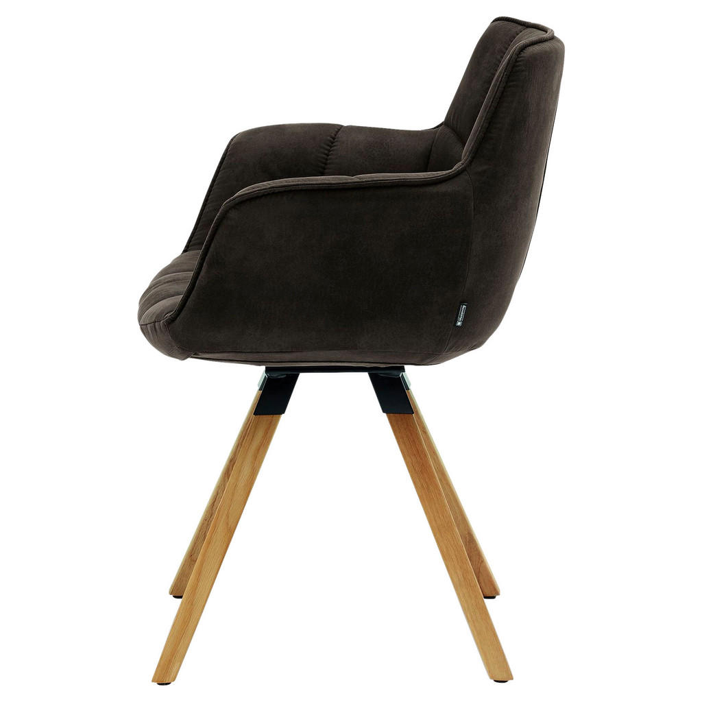 Thumbnail - Musterring Armlehnstuhl, Mokka, Textil, Wildeiche, massiv, Stativgestell, 67x85x60 cm, Beinauswahl, Lederauswahl, Stoffa...