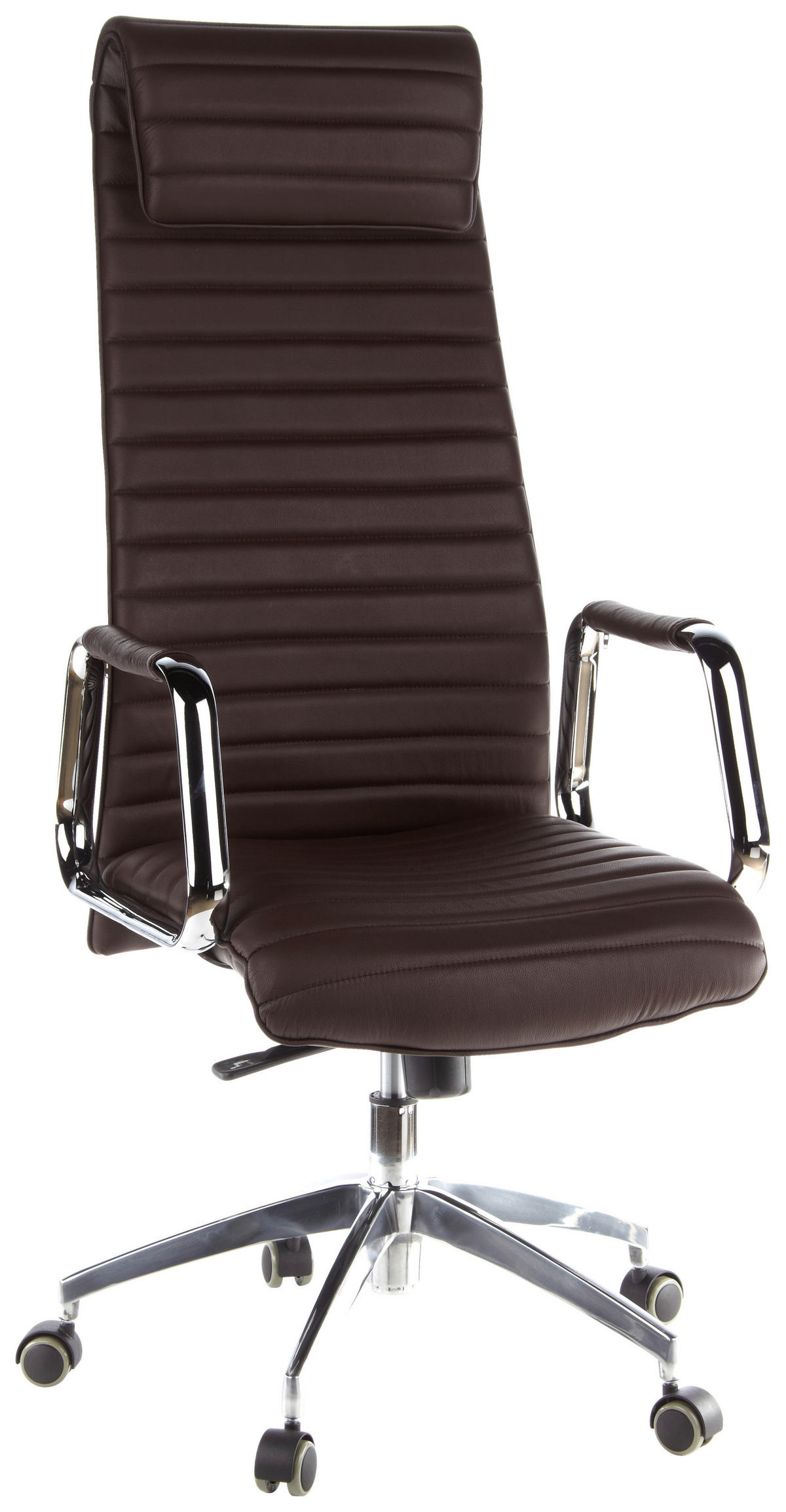 DREHSTUHL Lederlook Silberfarben, Dunkelbraun  - Dunkelbraun/Silberfarben, MODERN, Leder/Kunststoff (59/139/50cm) - MID.YOU