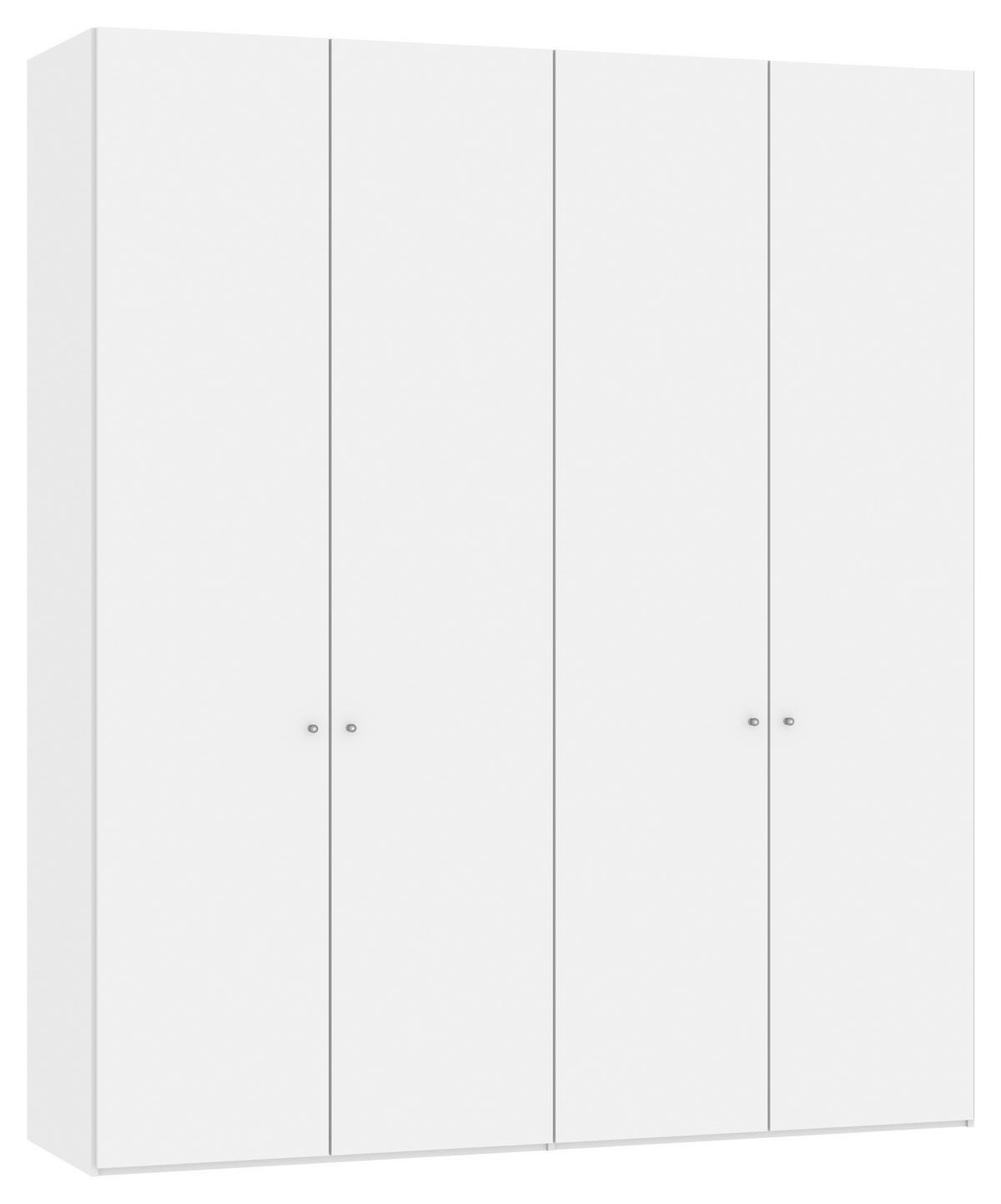 DREHTÜRENSCHRANK 203/236/59 cm 4-türig Weiß  - Silberfarben/Weiß, Design, Glas/Holzwerkstoff (203/236/59cm) - Jutzler